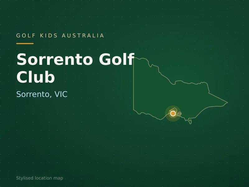 Stylised map showing the location of Sorrento Golf Club in Sorrento, VIC - not a photograph of the course