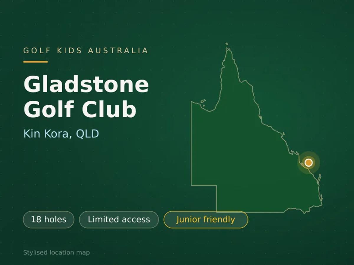 Stylised map showing the location of Gladstone Golf Club in Kin Kora, QLD - not a photograph of the course