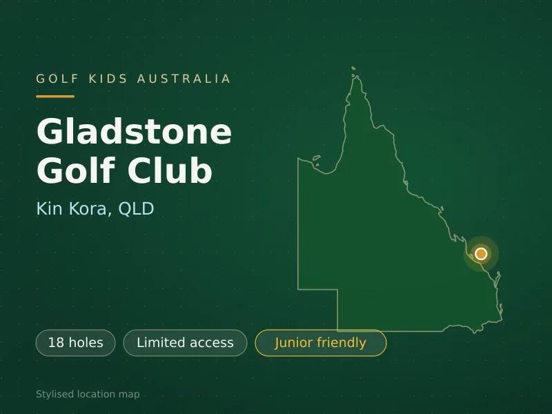 Stylised map showing the location of Gladstone Golf Club in Kin Kora, QLD - not a photograph of the course