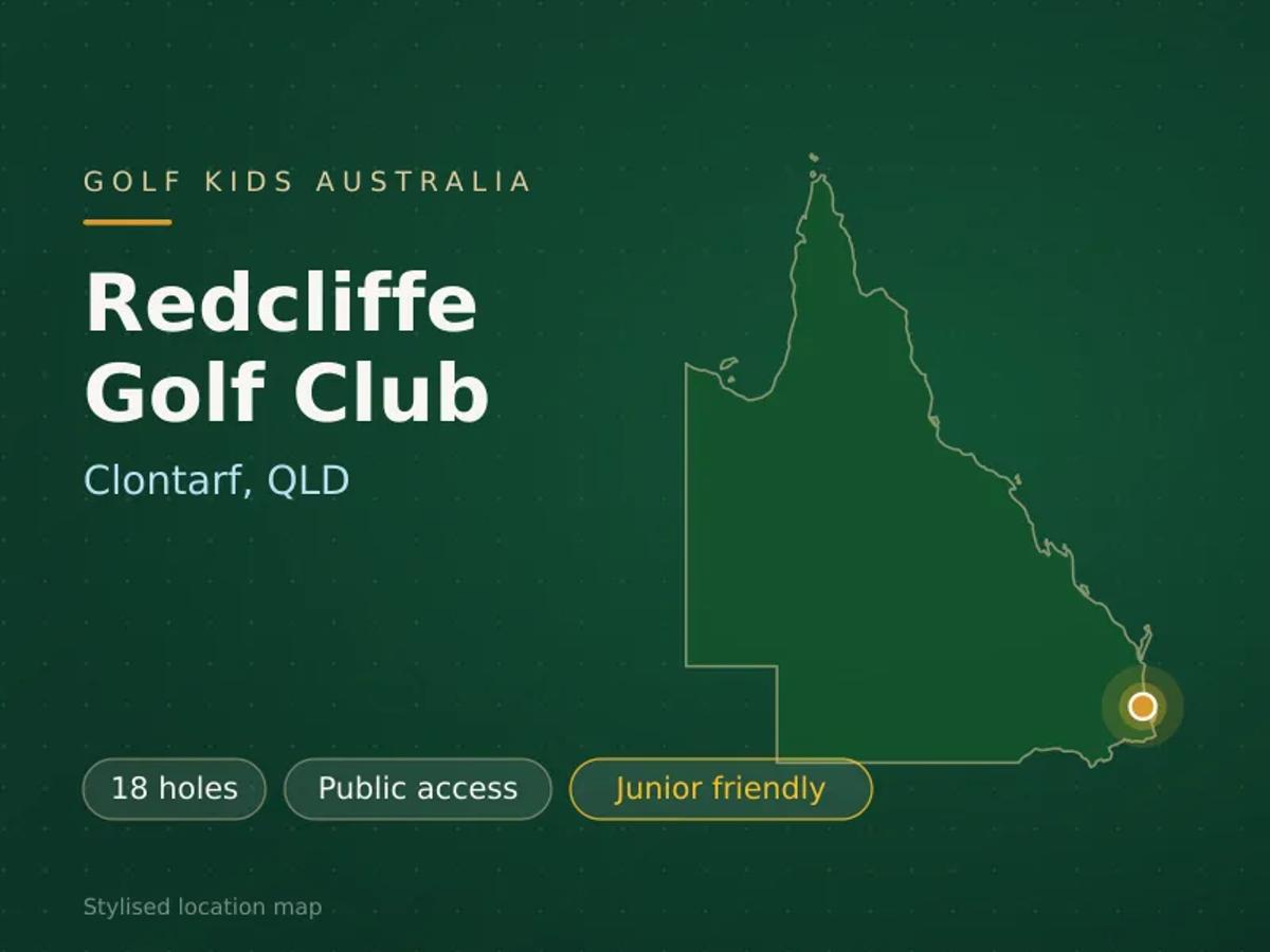 Stylised map showing the location of Redcliffe Golf Club in Clontarf, QLD - not a photograph of the course