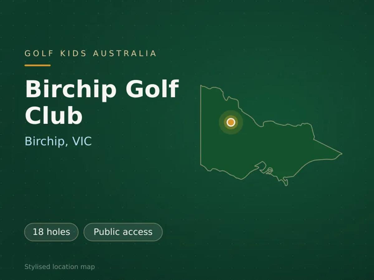 Stylised map showing the location of Birchip Golf Club in Birchip, VIC - not a photograph of the course