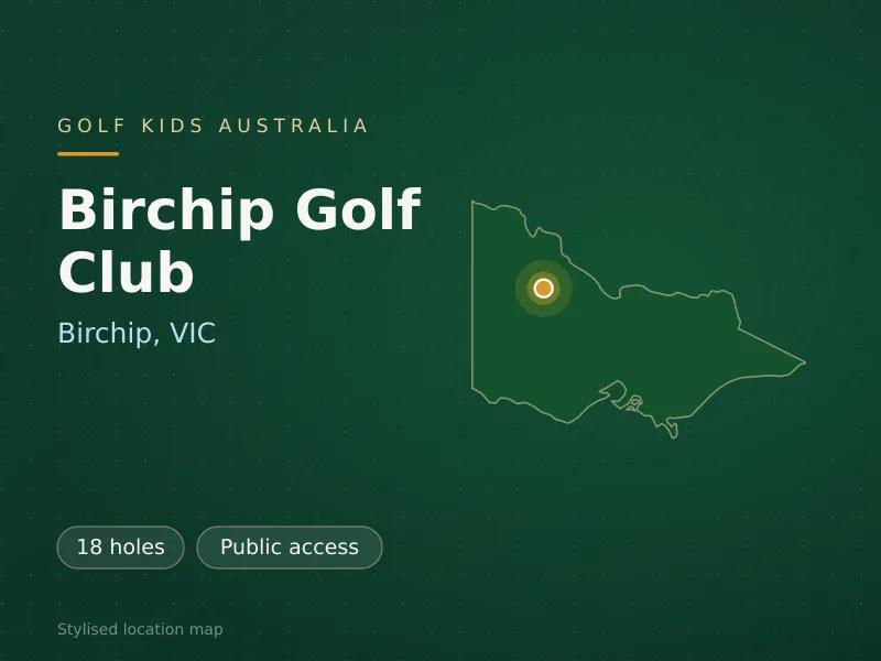 Stylised map showing the location of Birchip Golf Club in Birchip, VIC - not a photograph of the course