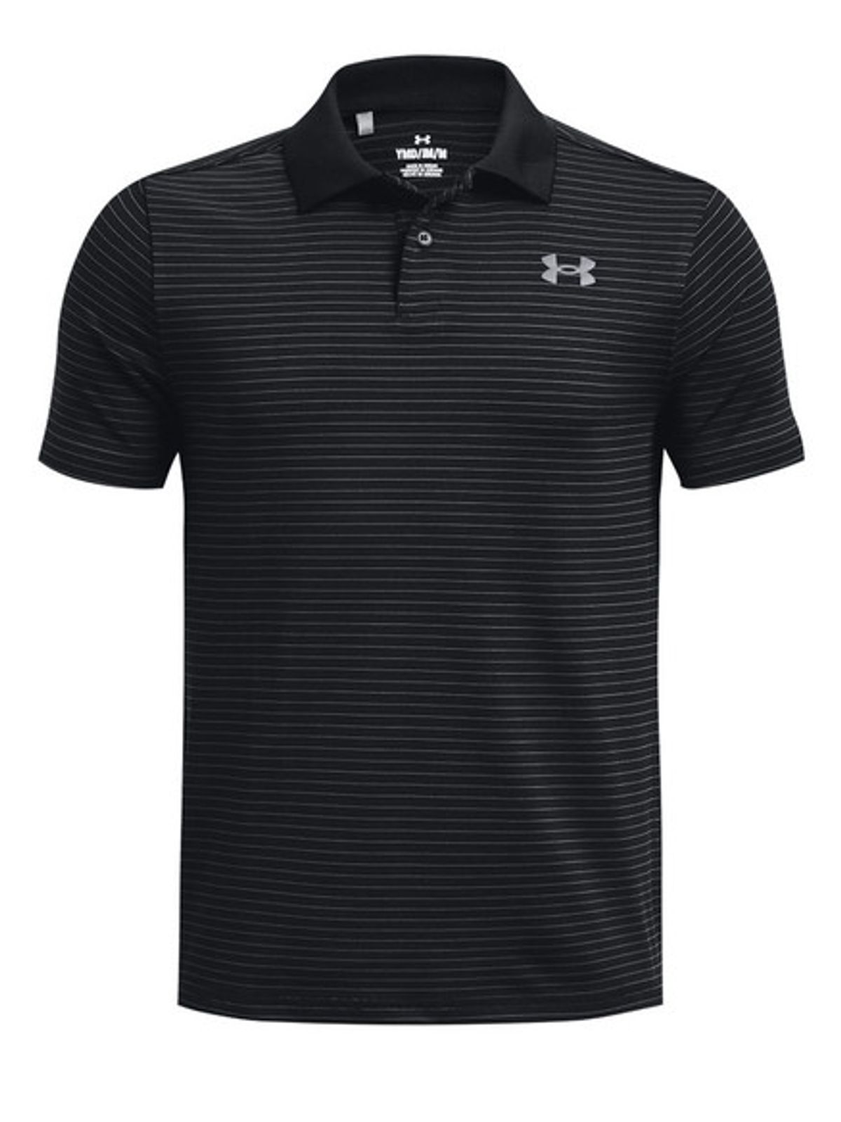 Under Armour JR Boys Matchplay Stripe Polo - Black/Pitch Grey