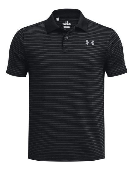 Under Armour JR Boys Matchplay Stripe Polo - Black/Pitch Grey