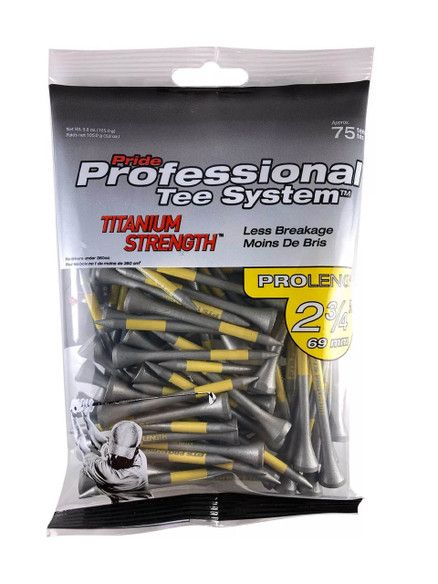 Pride PTS Titanium Tees 75 Pack 2.75 Inch Silver/Yellow