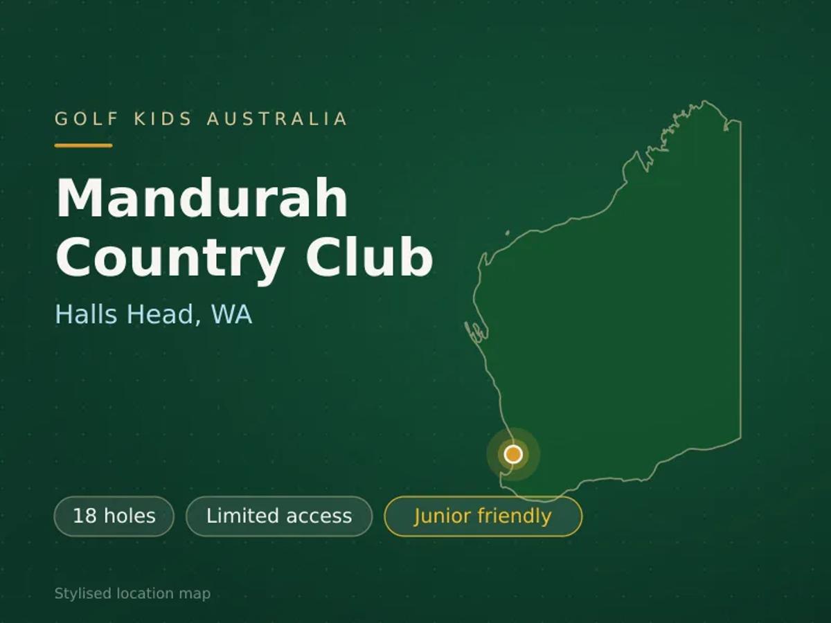 Stylised map showing the location of Mandurah Country Club in Halls Head, WA - not a photograph of the course