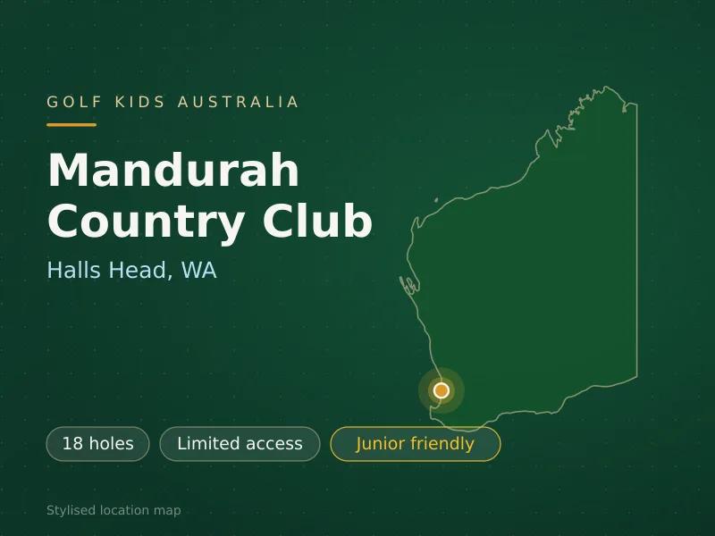 Stylised map showing the location of Mandurah Country Club in Halls Head, WA - not a photograph of the course