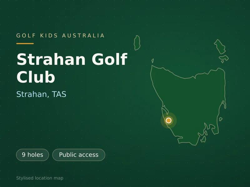 Stylised map showing the location of Strahan Golf Club in Strahan, TAS - not a photograph of the course