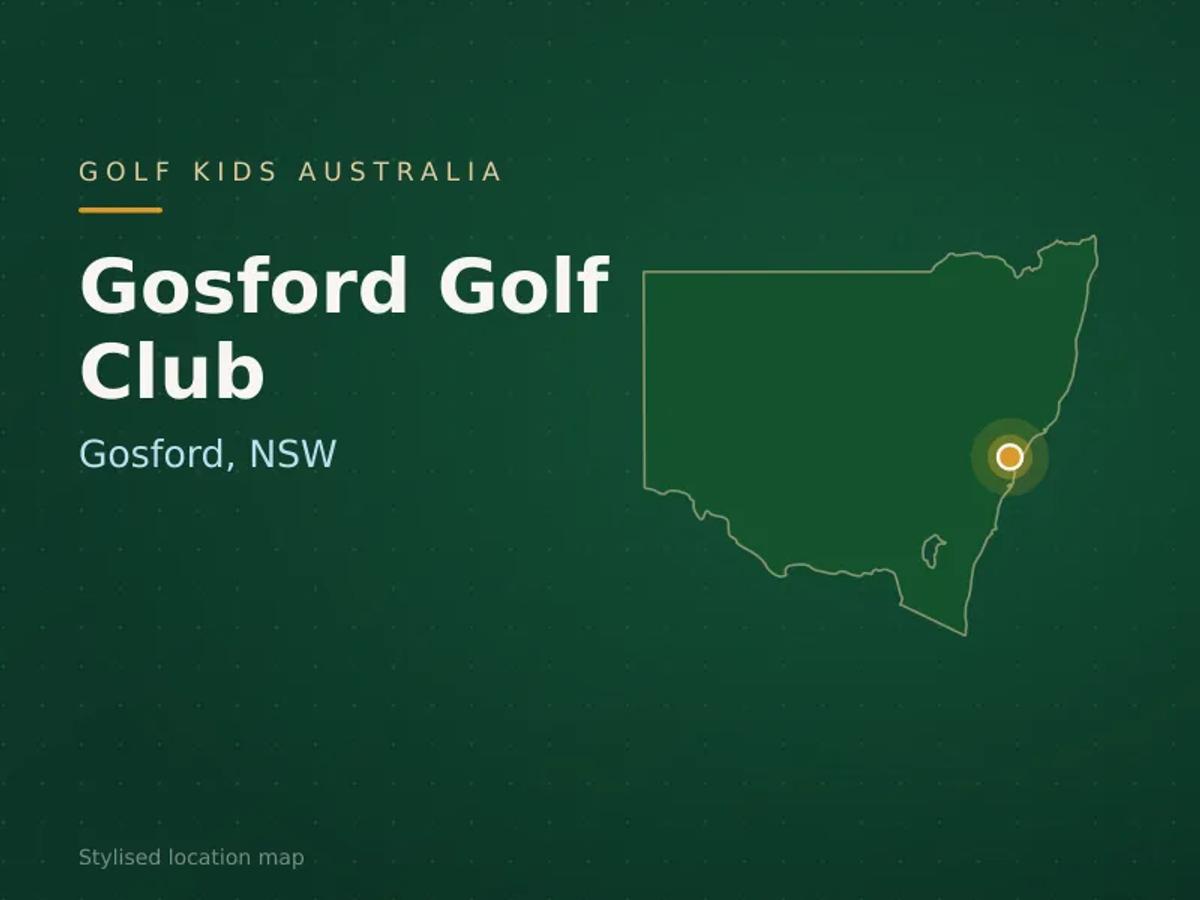Stylised map showing the location of Gosford Golf Club in Gosford, NSW - not a photograph of the course