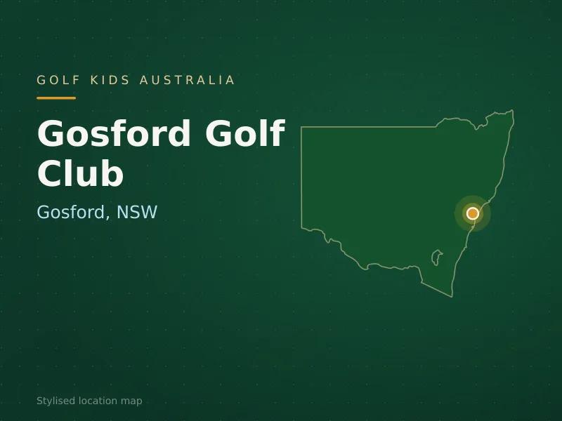 Stylised map showing the location of Gosford Golf Club in Gosford, NSW - not a photograph of the course
