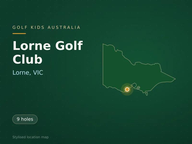 Stylised map showing the location of Lorne Golf Club in Lorne, VIC - not a photograph of the course