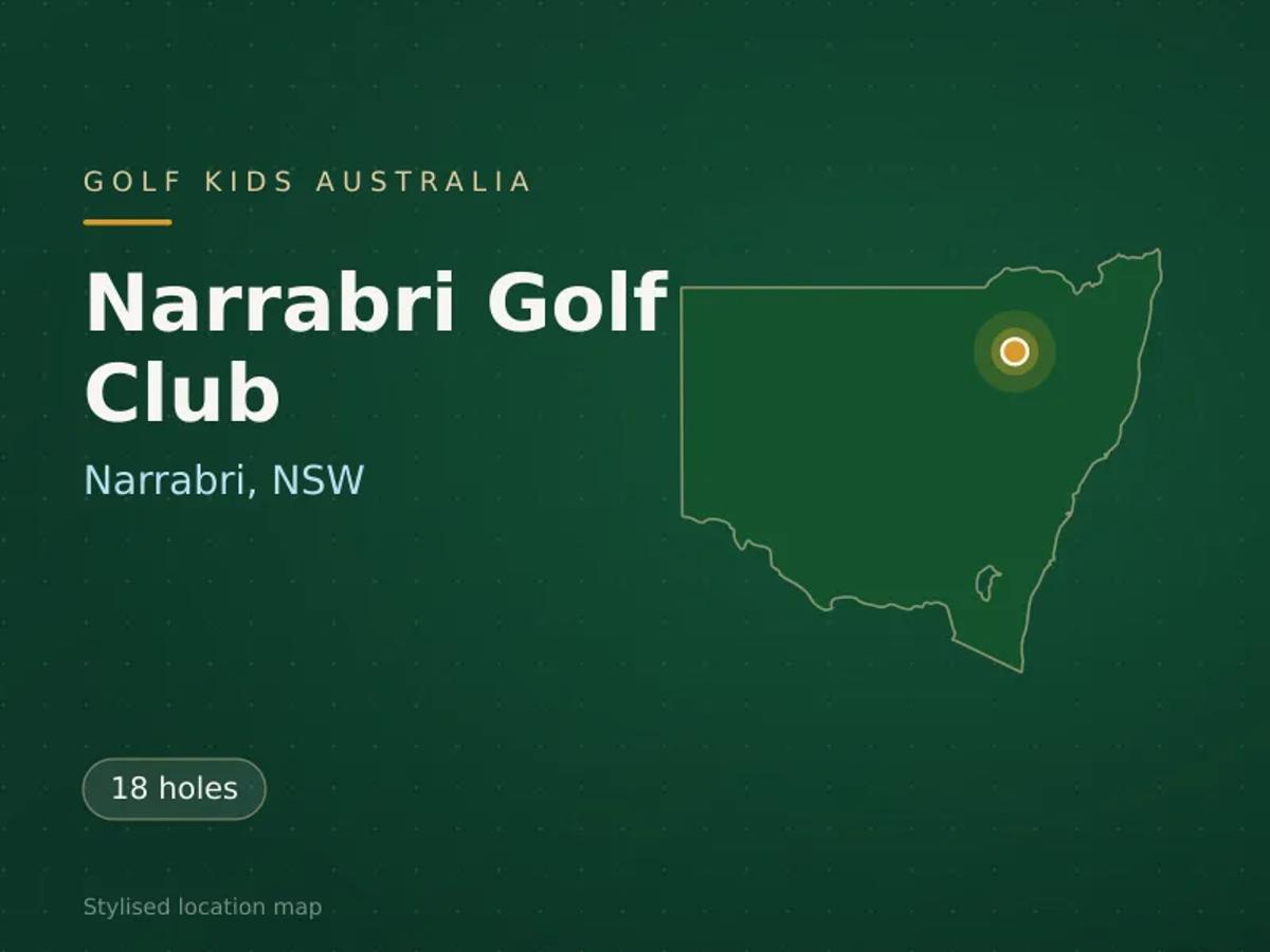 Stylised map showing the location of Narrabri Golf Club in Narrabri, NSW - not a photograph of the course