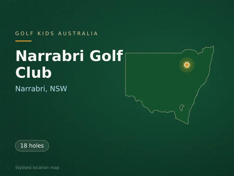 Stylised map showing the location of Narrabri Golf Club in Narrabri, NSW - not a photograph of the course