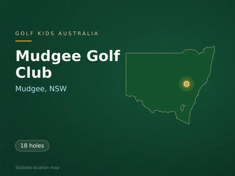 Stylised map showing the location of Mudgee Golf Club in Mudgee, NSW - not a photograph of the course