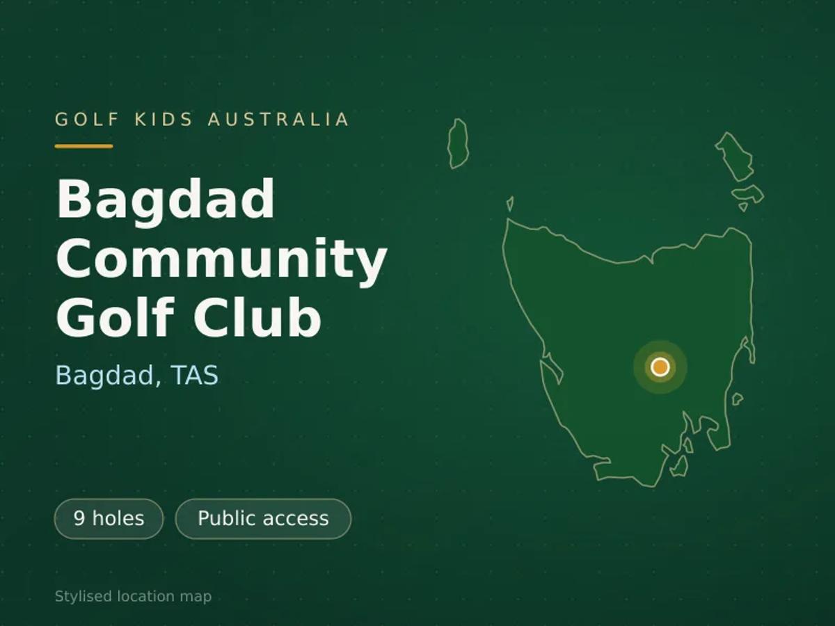 Stylised map showing the location of Bagdad Community Golf Club in Bagdad, TAS - not a photograph of the course