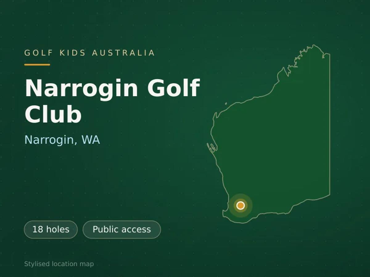 Stylised map showing the location of Narrogin Golf Club in Narrogin, WA - not a photograph of the course