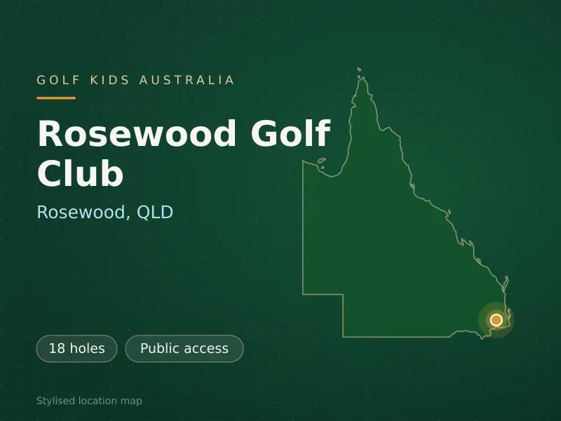 Stylised map showing the location of Rosewood Golf Club in Rosewood, QLD - not a photograph of the course