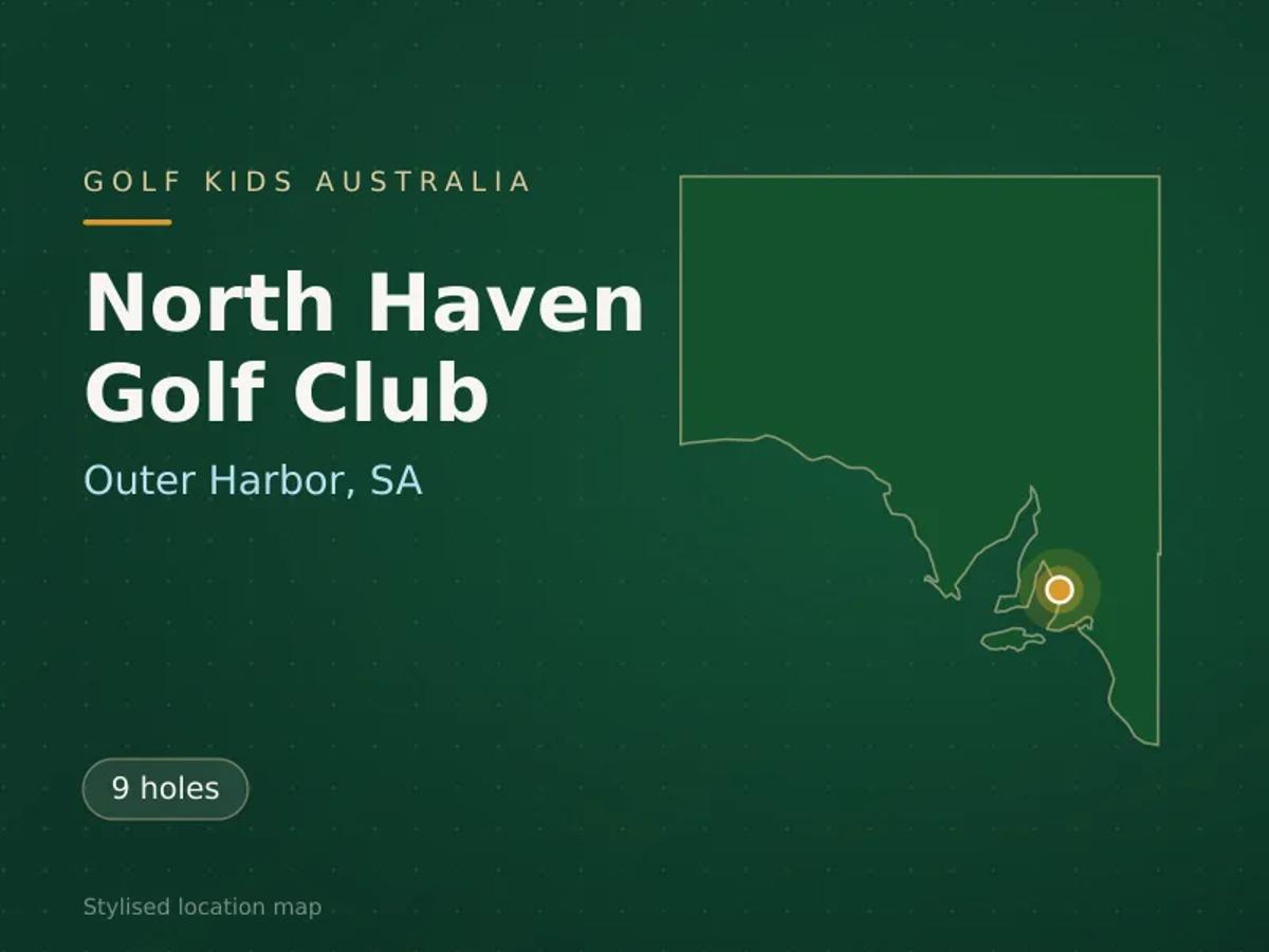 Stylised map showing the location of North Haven Golf Club in Outer Harbor, SA - not a photograph of the course