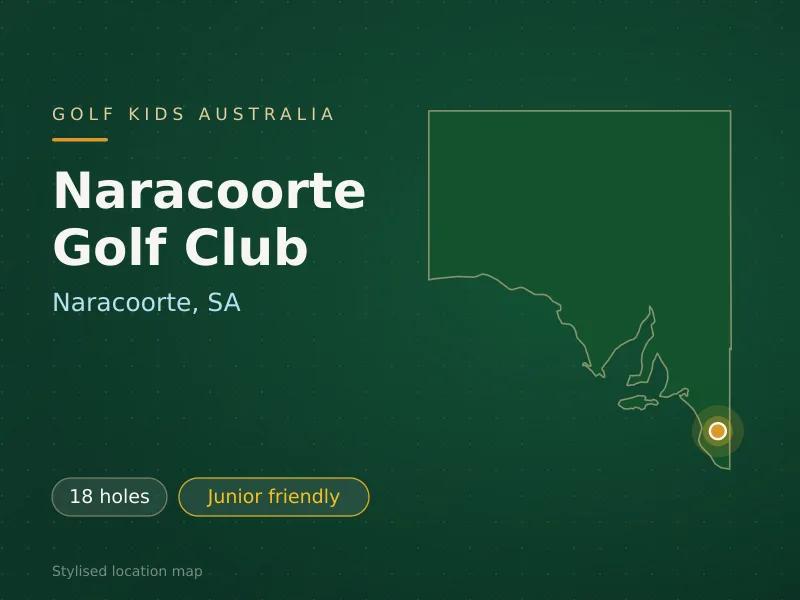 Stylised map showing the location of Naracoorte Golf Club in Naracoorte, SA - not a photograph of the course