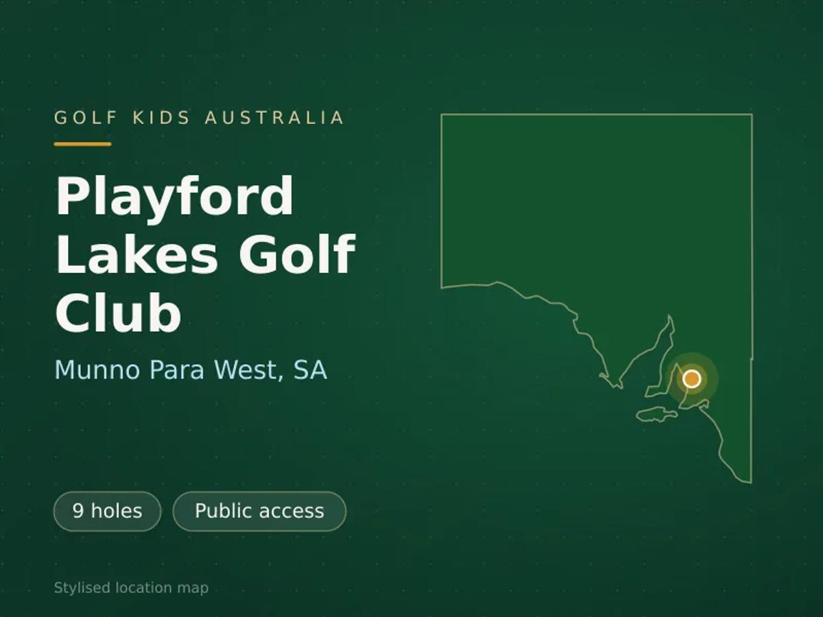 Stylised map showing the location of Playford Lakes Golf Club in Munno Para West, SA - not a photograph of the course