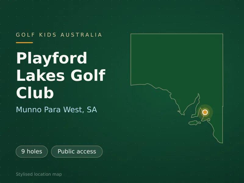 Stylised map showing the location of Playford Lakes Golf Club in Munno Para West, SA - not a photograph of the course