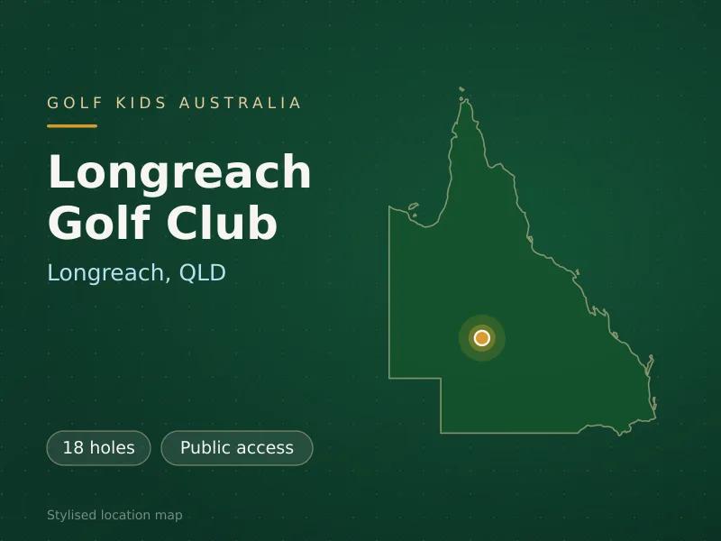 Stylised map showing the location of Longreach Golf Club in Longreach, QLD - not a photograph of the course