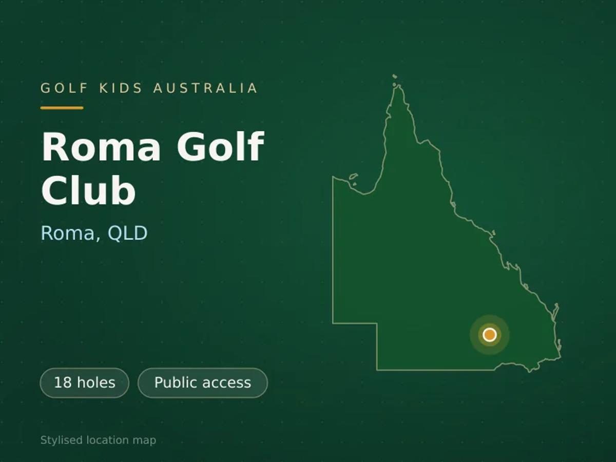 Stylised map showing the location of Roma Golf Club in Roma, QLD - not a photograph of the course