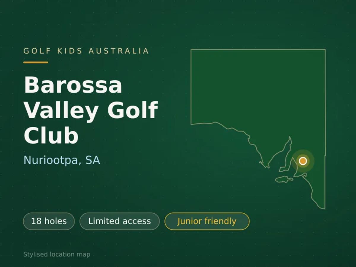 Stylised map showing the location of Barossa Valley Golf Club in Nuriootpa, SA - not a photograph of the course