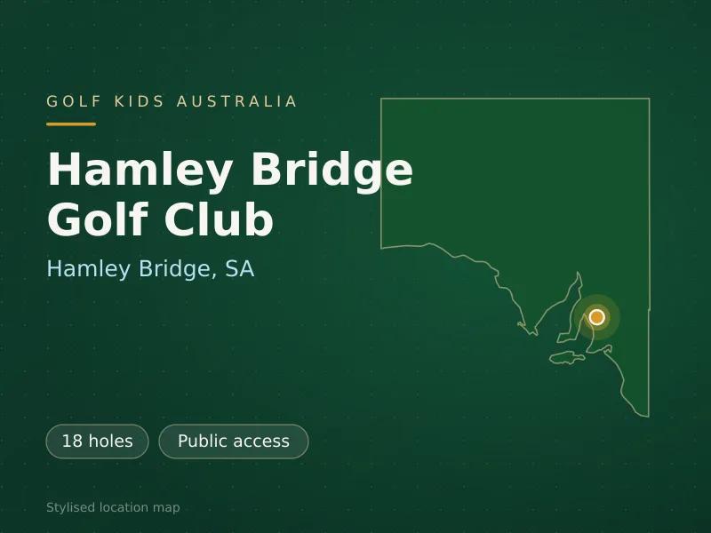 Stylised map showing the location of Hamley Bridge Golf Club in Hamley Bridge, SA - not a photograph of the course