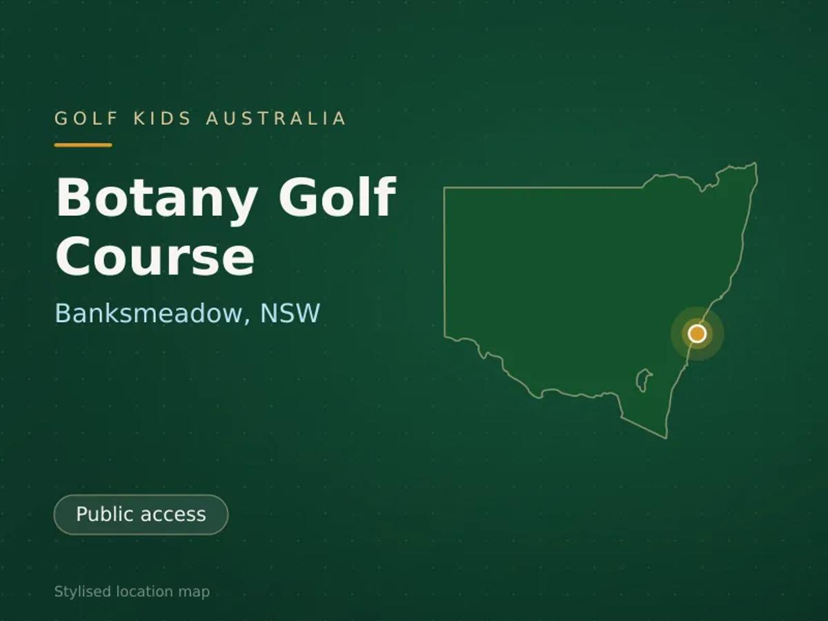 Stylised map showing the location of Botany Golf Course in Banksmeadow, NSW - not a photograph of the course