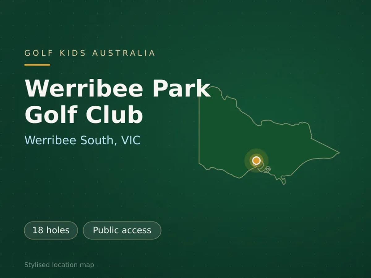 Stylised map showing the location of Werribee Park Golf Club in Werribee South, VIC - not a photograph of the course