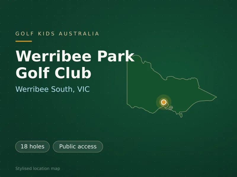 Stylised map showing the location of Werribee Park Golf Club in Werribee South, VIC - not a photograph of the course