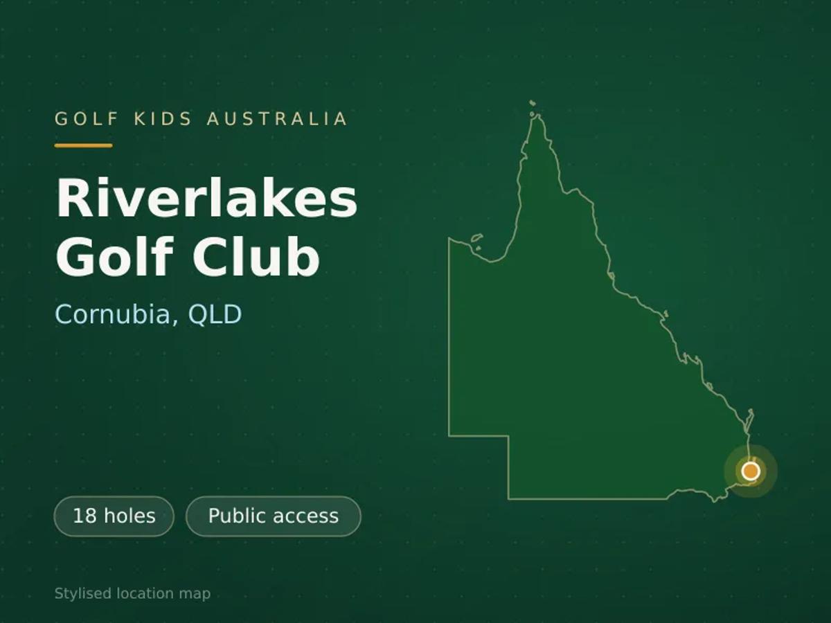 Stylised map showing the location of Riverlakes Golf Club in Cornubia, QLD - not a photograph of the course