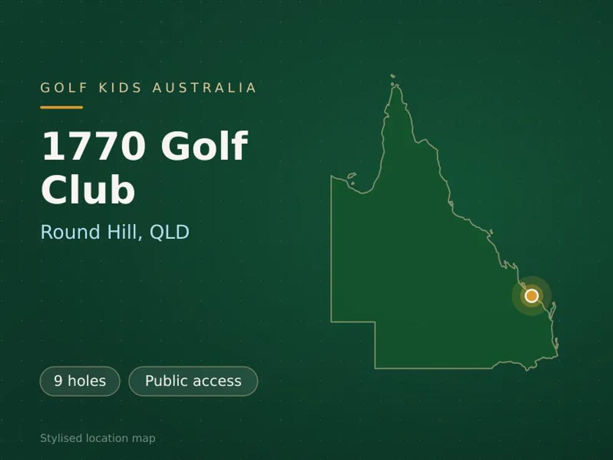 Stylised map showing the location of 1770 Golf Club in Round Hill, QLD - not a photograph of the course