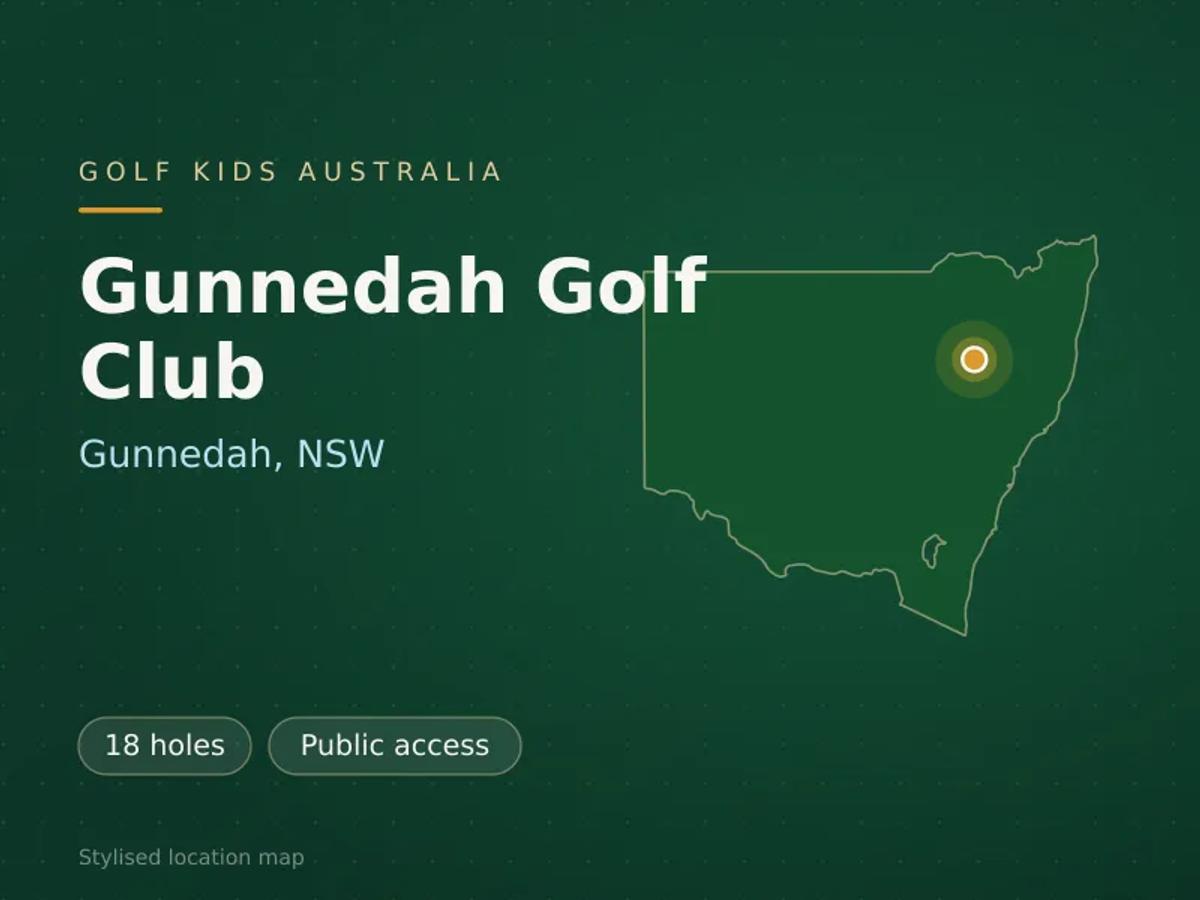 Stylised map showing the location of Gunnedah Golf Club in Gunnedah, NSW - not a photograph of the course