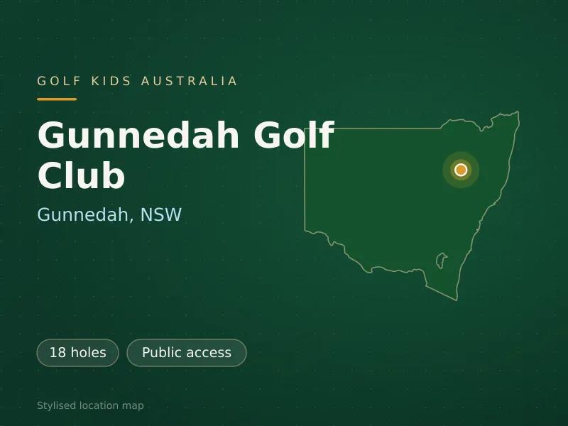 Stylised map showing the location of Gunnedah Golf Club in Gunnedah, NSW - not a photograph of the course