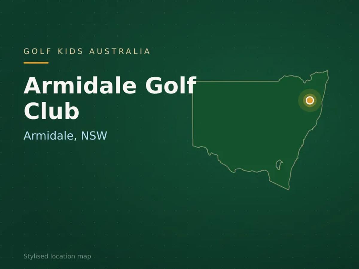 Stylised map showing the location of Armidale Golf Club in Armidale, NSW - not a photograph of the course