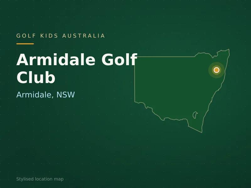 Stylised map showing the location of Armidale Golf Club in Armidale, NSW - not a photograph of the course