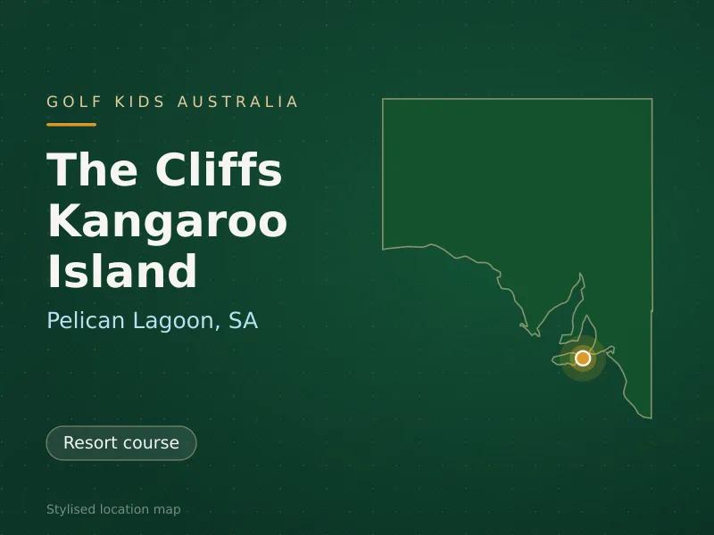 Stylised map showing the location of The Cliffs Kangaroo Island in Pelican Lagoon, SA - not a photograph of the course