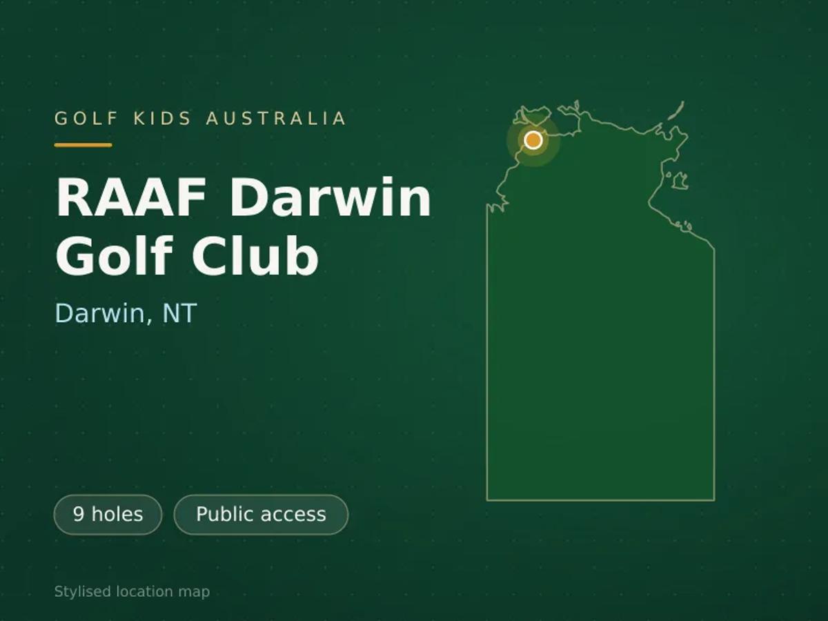 Stylised map showing the location of RAAF Darwin Golf Club in Darwin, NT - not a photograph of the course