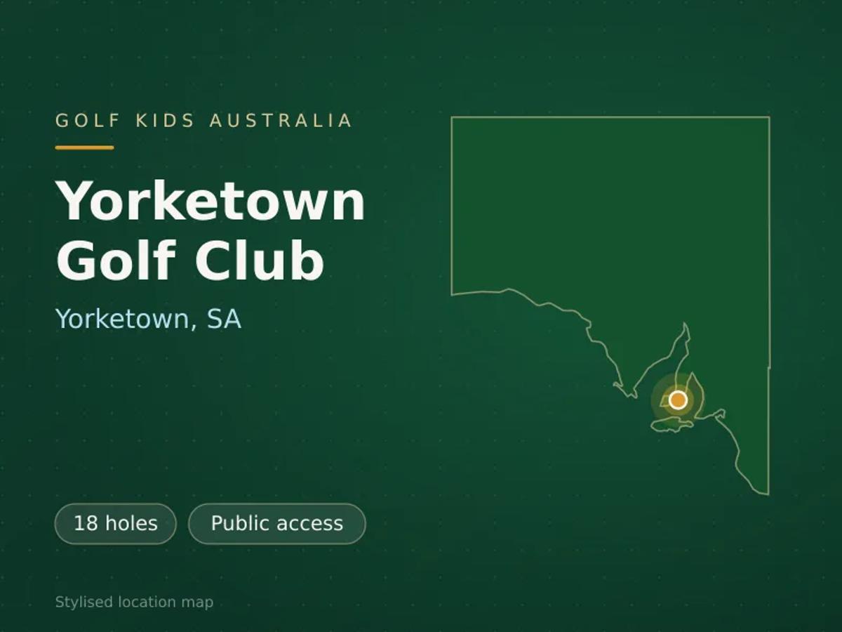 Stylised map showing the location of Yorketown Golf Club in Yorketown, SA - not a photograph of the course