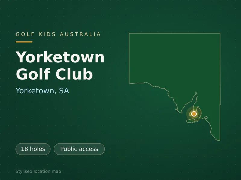 Stylised map showing the location of Yorketown Golf Club in Yorketown, SA - not a photograph of the course