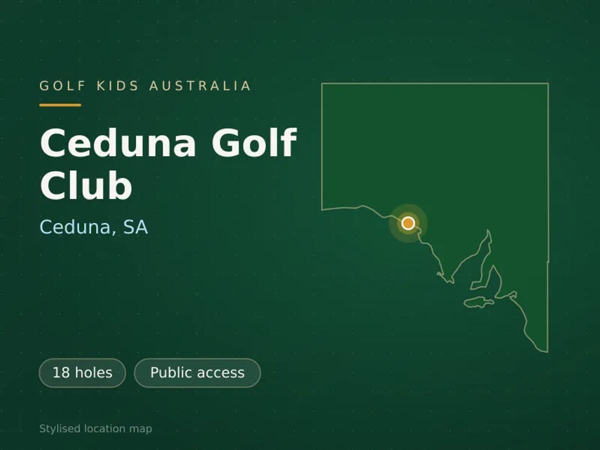 Stylised map showing the location of Ceduna Golf Club in Ceduna, SA - not a photograph of the course