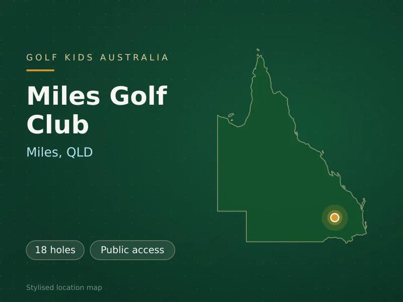 Stylised map showing the location of Miles Golf Club in Miles, QLD - not a photograph of the course