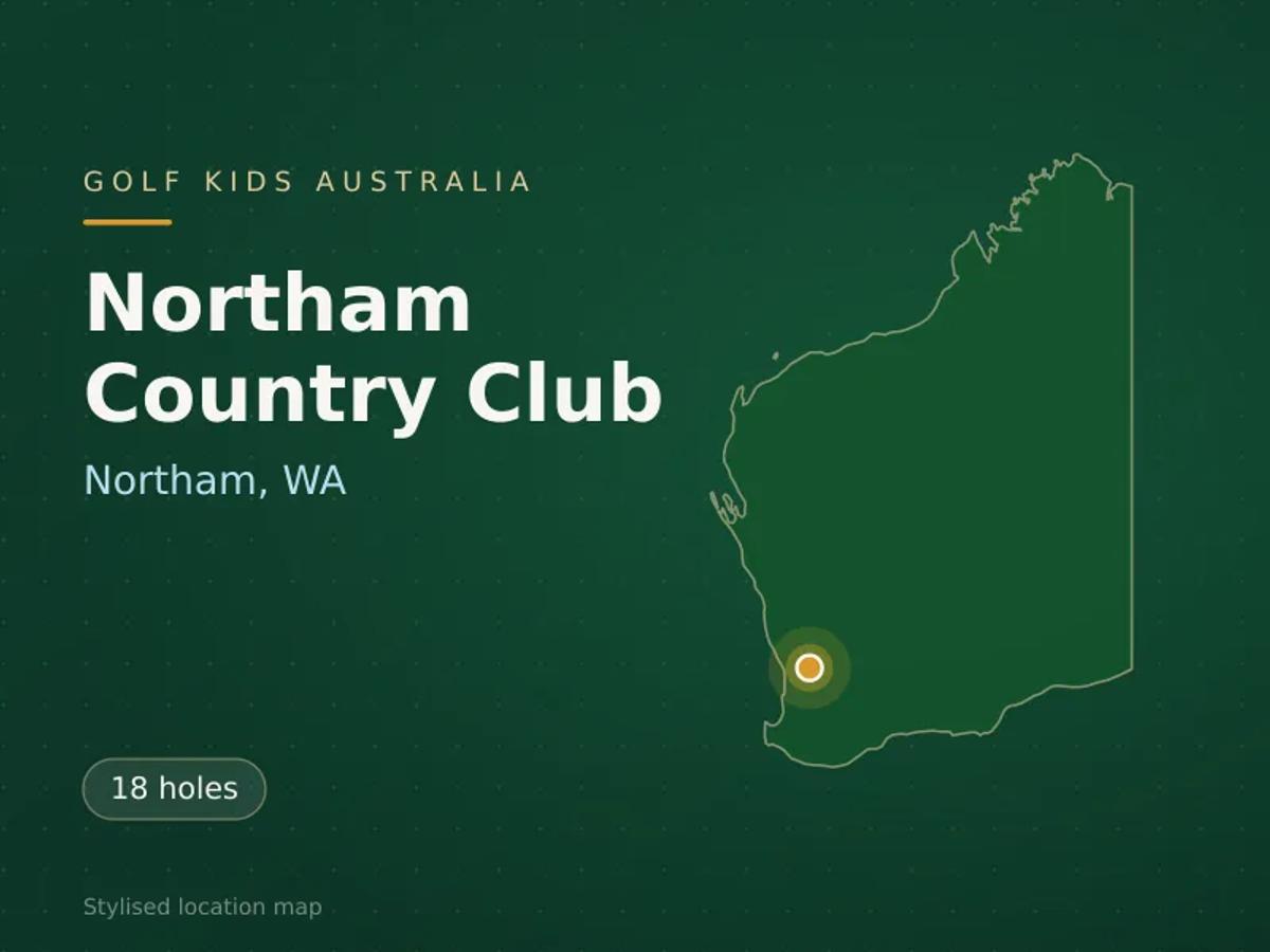 Stylised map showing the location of Northam Country Club in Northam, WA - not a photograph of the course