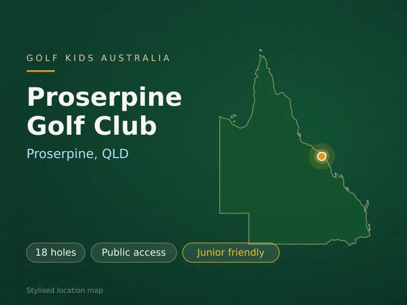 Stylised map showing the location of Proserpine Golf Club in Proserpine, QLD - not a photograph of the course