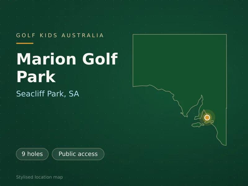 Stylised map showing the location of Marion Golf Park in Seacliff Park, SA - not a photograph of the course
