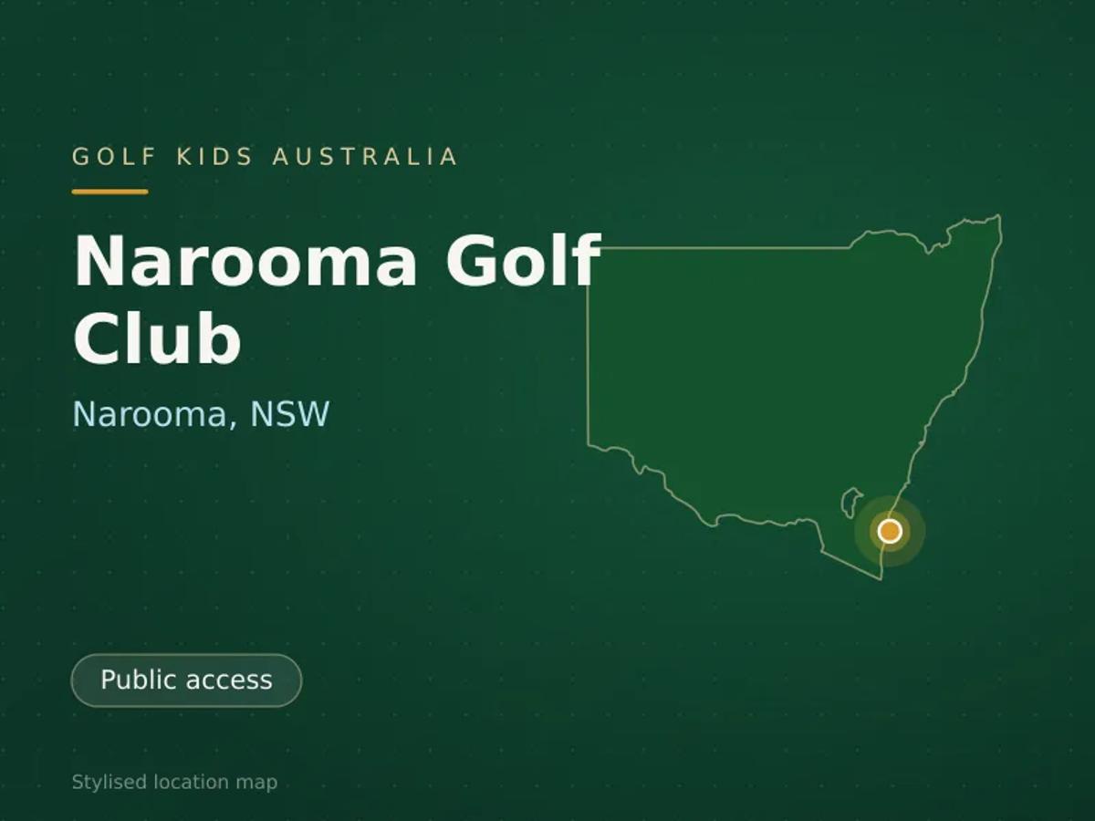 Stylised map showing the location of Narooma Golf Club in Narooma, NSW - not a photograph of the course