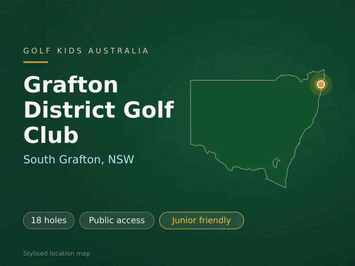 Stylised map showing the location of Grafton District Golf Club in South Grafton, NSW - not a photograph of the course