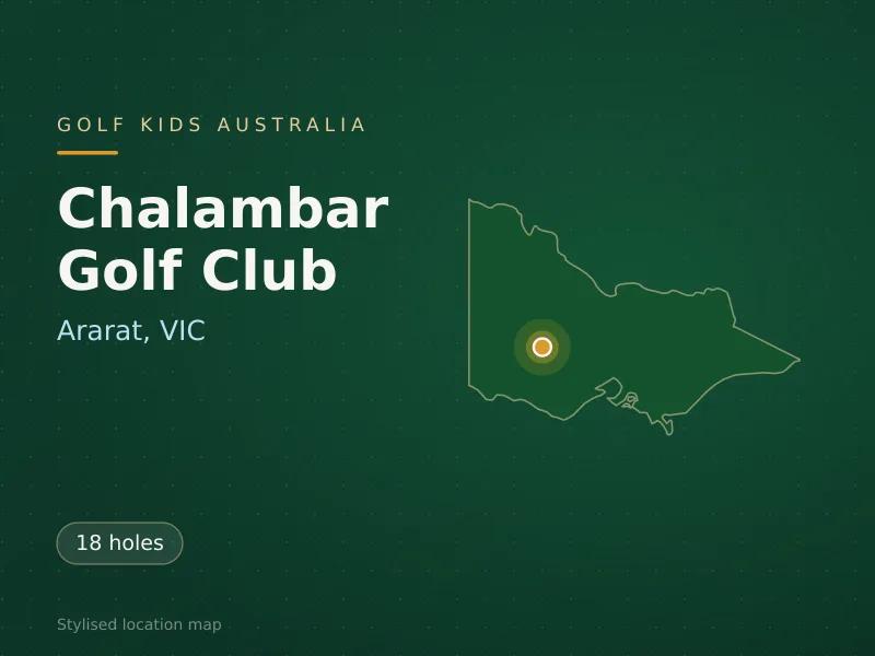 Stylised map showing the location of Chalambar Golf Club in Ararat, VIC - not a photograph of the course